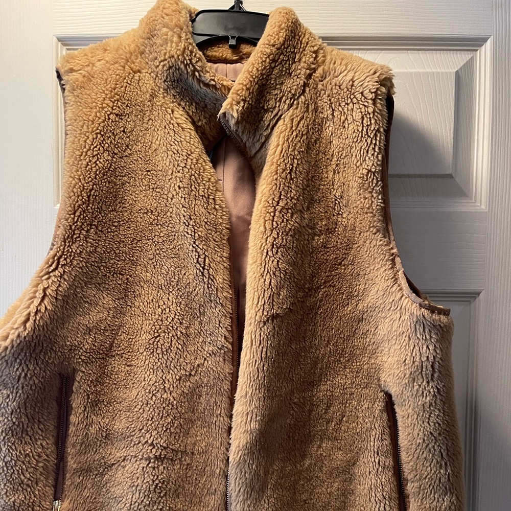 J Crew Black Plush Fleece Excursion Full Zip Vest (XL)
